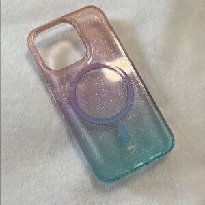 Gradient Glitter MagSafe-Compatible Phone Case - Pink & Teal